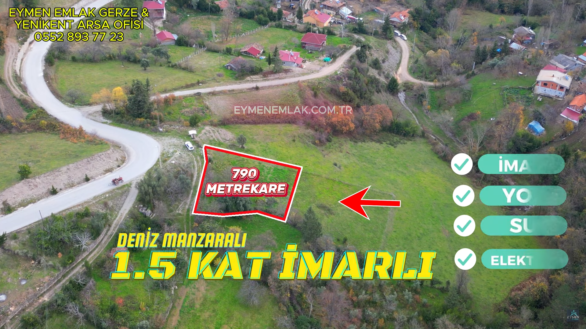 Eymen Emlak'tan İmarlı Deniz manzaralı 790m2 tarla GERZE